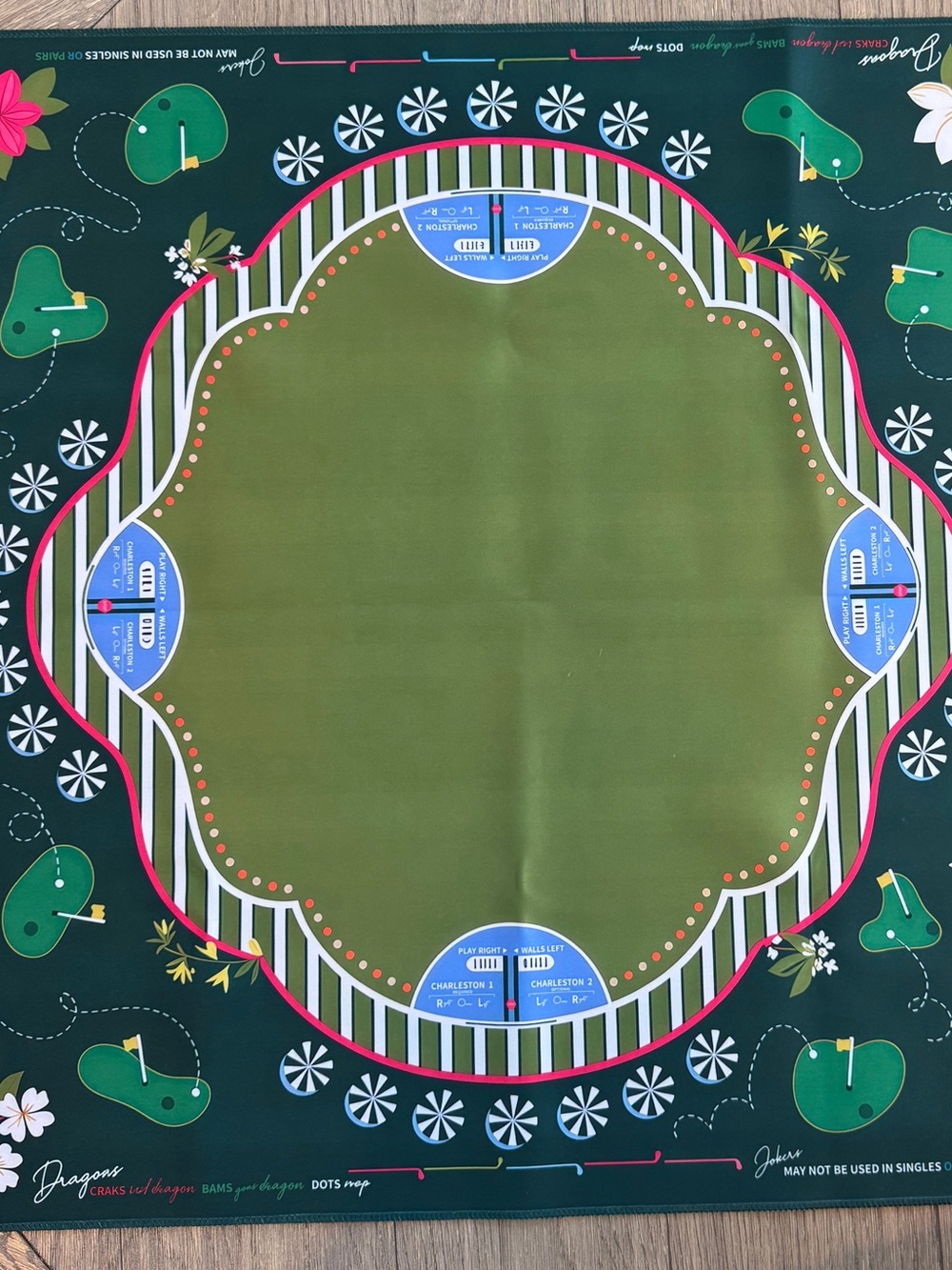 Golf themed American Mahjong tiles with matching mat